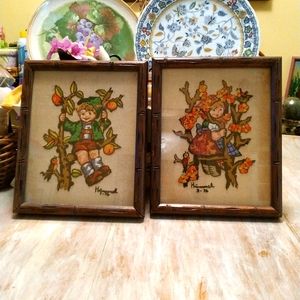 Needlepoint Hummel boy and girl